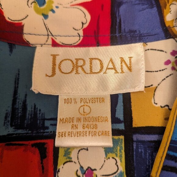 VINTAGE Jordan Blouse black pink blue white size Large EUC - Picture 6 of 7